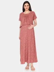 Coucou by Zivame Floral Printed Maternity Maxi Nightdress