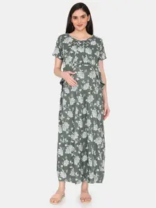 Coucou by Zivame Floral Printed Maternity Maxi Nightdress