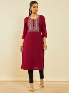 Soch Floral Embroidered Straight Kurta