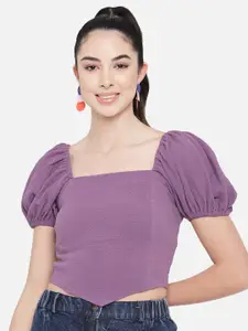 Chemistry Square Neck Puff Sleeves Crop Top