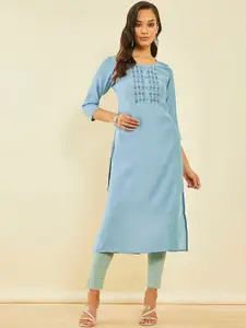 Soch Yoke Design Embroidered Straight Regular Kurta