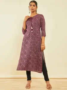 Soch Ethnic Motifs Printed Tie-Up Neck Kurta