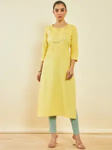 Soch Floral Embroidered Straight Kurta