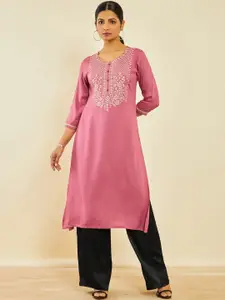 Soch Floral Embroidered Straight Kurta
