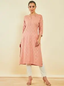 Soch Ethnic Motifs Printed Mandarin Collar Straight Kurta