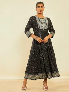 Soch Ethnic Motifs Embroidered Flared Maxi Dress
