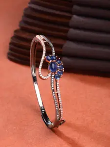 ZENEME Rose Gold-Plated Brass American Diamond-Studded Bangle-Style Bracelet