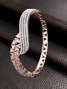 Anouk Rose Gold-Plated American Diamond Studded Bangle-Style Bracelet