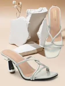 madam glorious Open Toe Synthetic Leather Block Heels