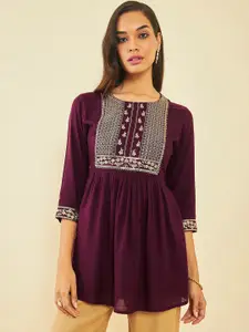 Soch Ethnic Motifs Embroidered Sequinned A-Line Kurti