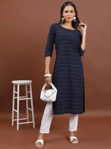 Vishudh Women Striped Pure Cotton Straight Kurta