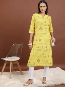 Vishudh Ethnic Motifs Printed Straight Regular Cotton Kurta