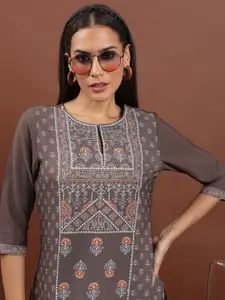 Vishudh Ethnic Motifs Printed Straight Regular Kurta