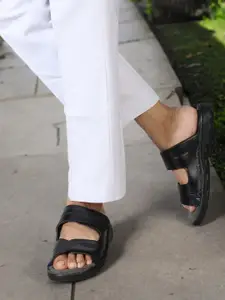 Carlton London Men Two Strap Lightweight Leather Comfort Sandals