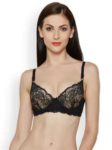Inner Sense Black Printed Underwired Lightly Padded T-shirt Sustainable Bra ISB047A