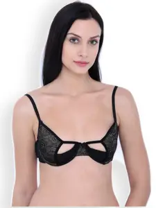 Inner Sense Black Printed Underwired Lightly Padded Plunge Sustainable Bra ISB051A