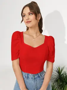 Dream Beauty Fashion Sweetheart Neck Puff Sleeve Regular Top