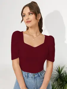 Dream Beauty Fashion Sweetheart Neck Puffed Sleeves Top