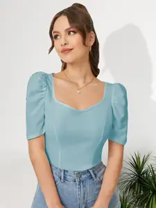 Dream Beauty Fashion Sweetheart Neck Puff Sleeve Regular Top