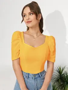 Dream Beauty Fashion Sweetheart Neck Puffed Sleeves Top