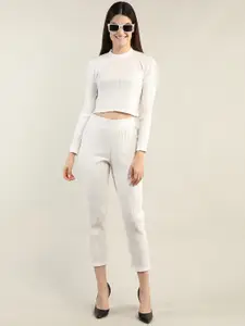 CHKOKKO Self Design Acrylic Round Neck T-shirt with Pant Co-Ords