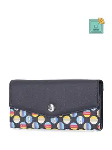 Nautica Women Printed RFID Long Three Fold Wallet