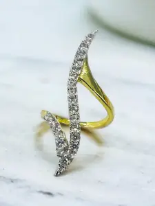 MYKI Gold Plated CZ Studded Stainless Steel Finger Ring