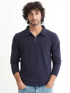 RARE RABBIT Men Griffin Regular Fit Shirt Collar Sweater