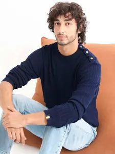 RARE RABBIT Men Diem Crew Neck Cable Knit Sweater