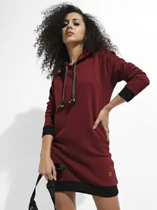 Campus Sutra Hooded T-shirt Dress