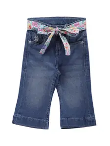 U.S. Polo Assn. Kids Girls Bootcut Whiskers & Chevrons Stretchable Cropped Jeans