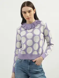 United Colors of Benetton Geometric Printed Ribbed Cotton Pullover
