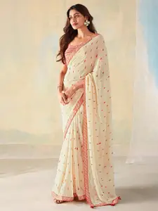 Saree mall Geometric Printed Gotta Patti Poly Georgette Sarees