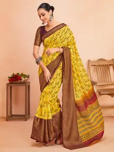 Saree mall Floral Printed Zari Sungudi Sarees
