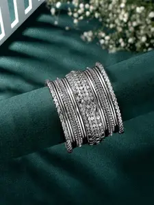Peora Women 13 Pieces Silver-Plated Bangles Set