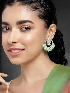 Peora Gold-Plated Kundan Studded Floral Drop Earrings