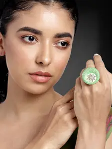 Peora Women Gold-Plated Kundan Finger Ring