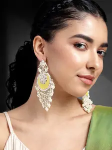 Peora Gold-Plated Kundan Studded Crescent Shaped Chandbalis Earrings