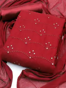 APNISHA Ethnic Motifs Embroidered Silk Georgette Unstitched Dress Material