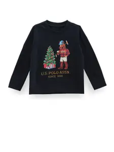 U.S. Polo Assn. Kids Boys Graphic Printed Round Neck Cotton Regular T-shirt