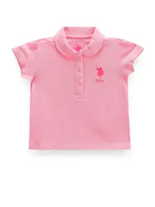 U.S. Polo Assn. Kids Girls Polo Collar Regular Fit Cotton T-Shirt