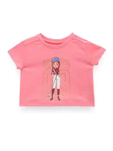 U.S. Polo Assn. Kids Girls Graphic Printed Pure Cotton T-Shirt