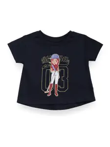 U.S. Polo Assn. Kids Girls Graphic Printed Pure Cotton Casual T-shirt