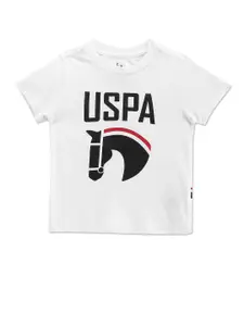 U.S. Polo Assn. Kids Boys Typography Printed Pure Cotton Casual T-shirt