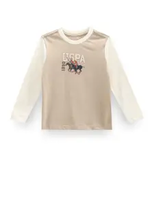 U.S. Polo Assn. Kids Boys Typography Printed Pure Cotton T-Shirt