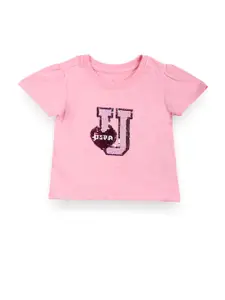 U.S. Polo Assn. Kids Girls Typography Embellished Pure Cotton T-shirt