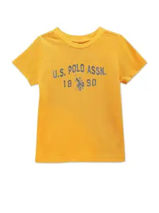 U.S. Polo Assn. Kids Boys Typography Printed Pure Cotton T-shirt