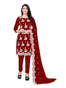 MANVAA Floral Embroidered Unstitched Dress Material