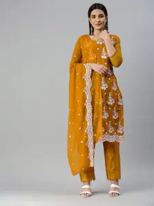 MANVAA Floral Embroidered Unstitched Dress Material