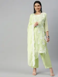 MANVAA Floral Embroidered Unstitched Dress Material